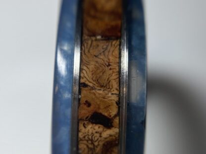 Cherry burl and blue ring on Stainless Steel core - Image 3